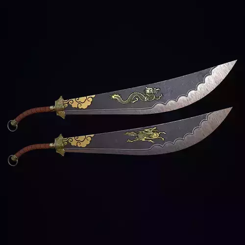 Two-handed Dao sword Low-poly 3D model