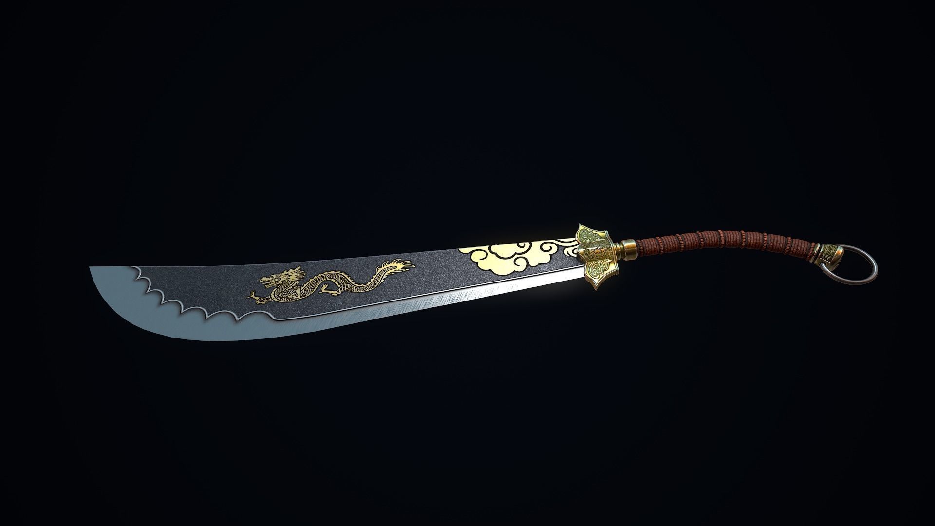 Two-handed Dao sword Low-poly 3D model_10