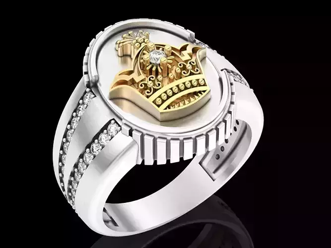 Crown ring gold jewelry printable 3D model
