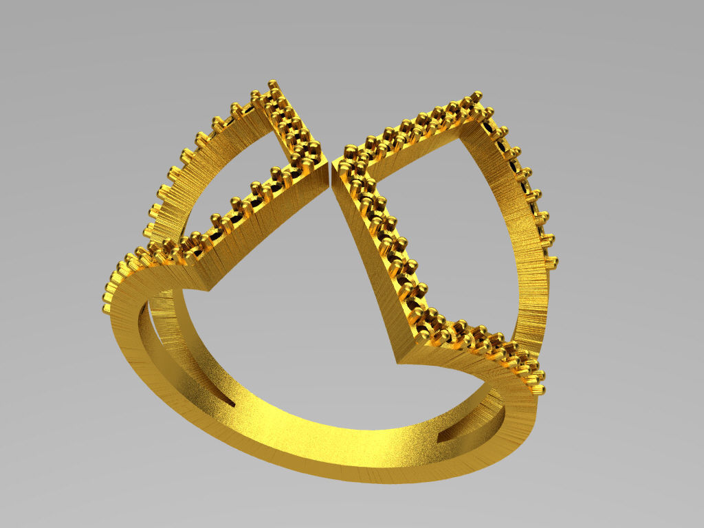 D016-TEL gold ring with diamonds 3D print model_1