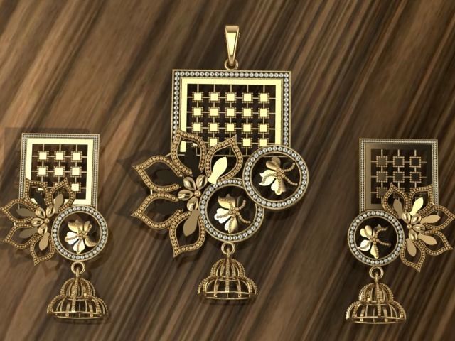Beautiful  Plain indian Style Locket set Pendant 3D print model_1