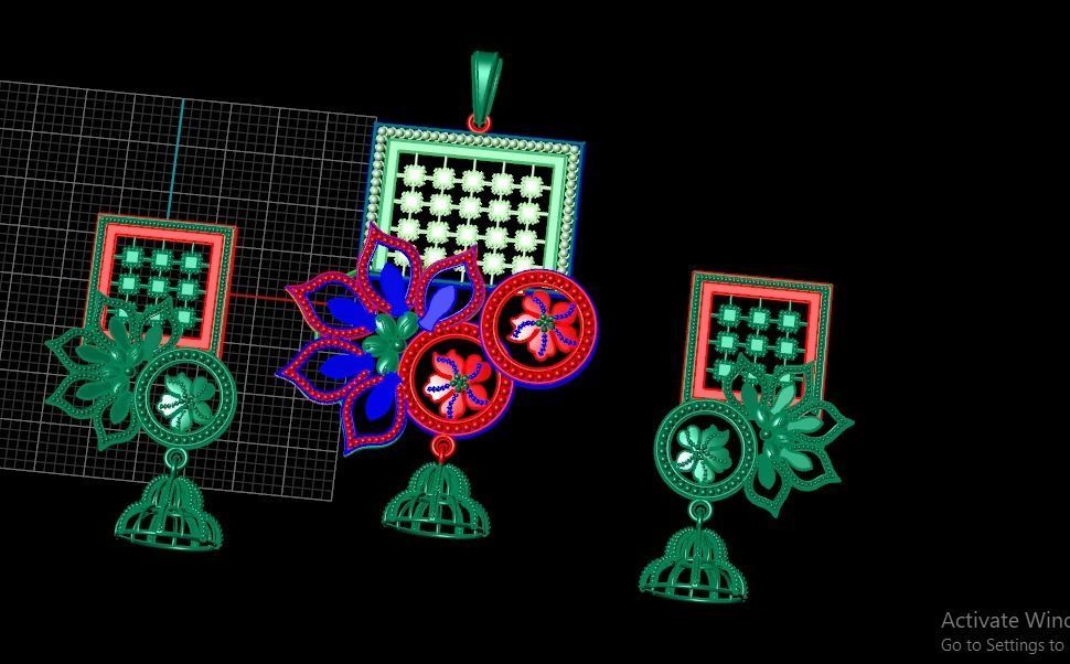 Beautiful  Plain indian Style Locket set Pendant 3D print model_9