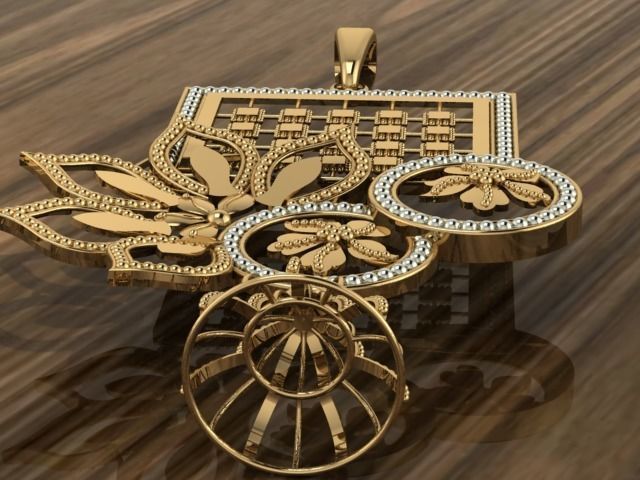 Beautiful  Plain indian Style Locket set Pendant 3D print model_3