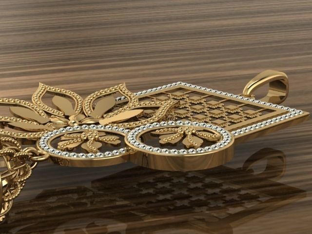 Beautiful  Plain indian Style Locket set Pendant 3D print model_4