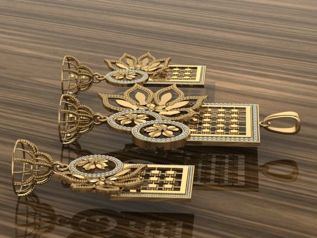 Beautiful  Plain indian Style Locket set Pendant 3D print model_2