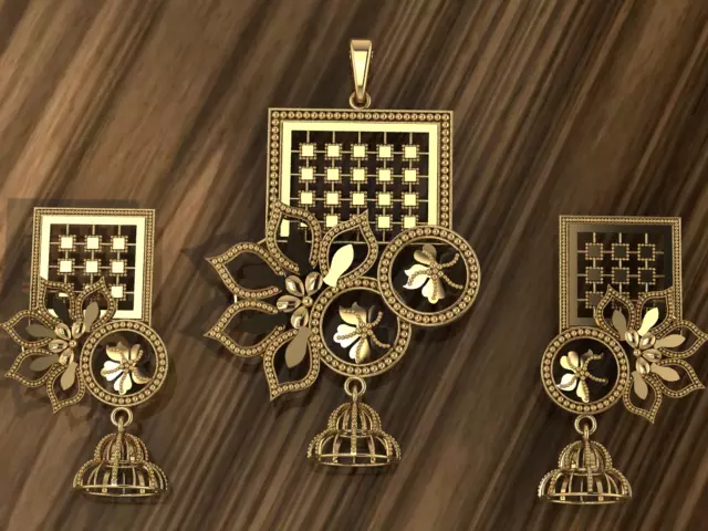 Beautiful  Plain indian Style Locket set Pendant 3D print model_0