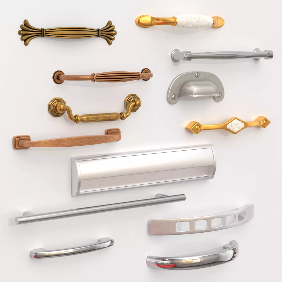 Cabinet handles set 3D model_0