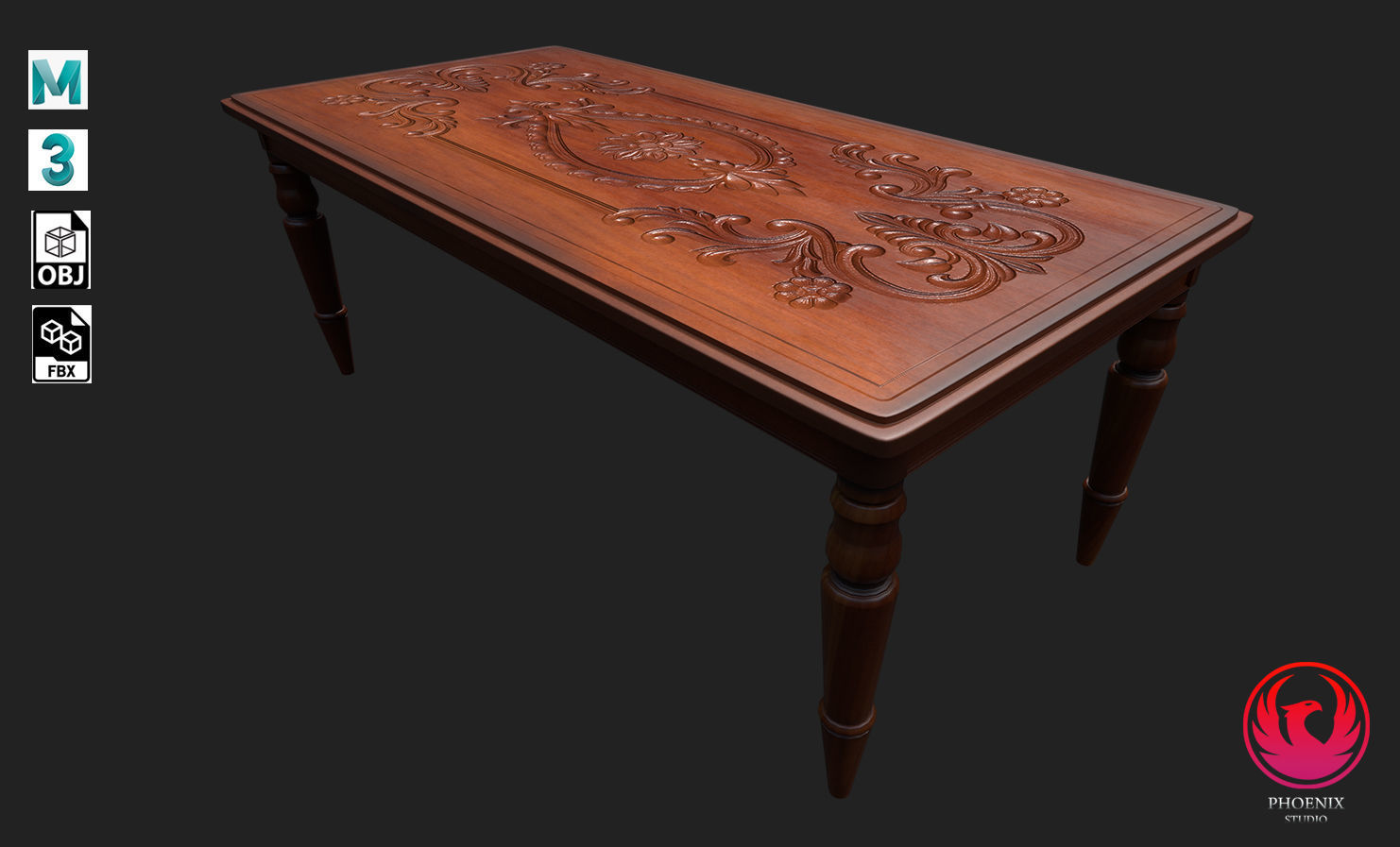 Wooden Table Low-poly 3D model_1