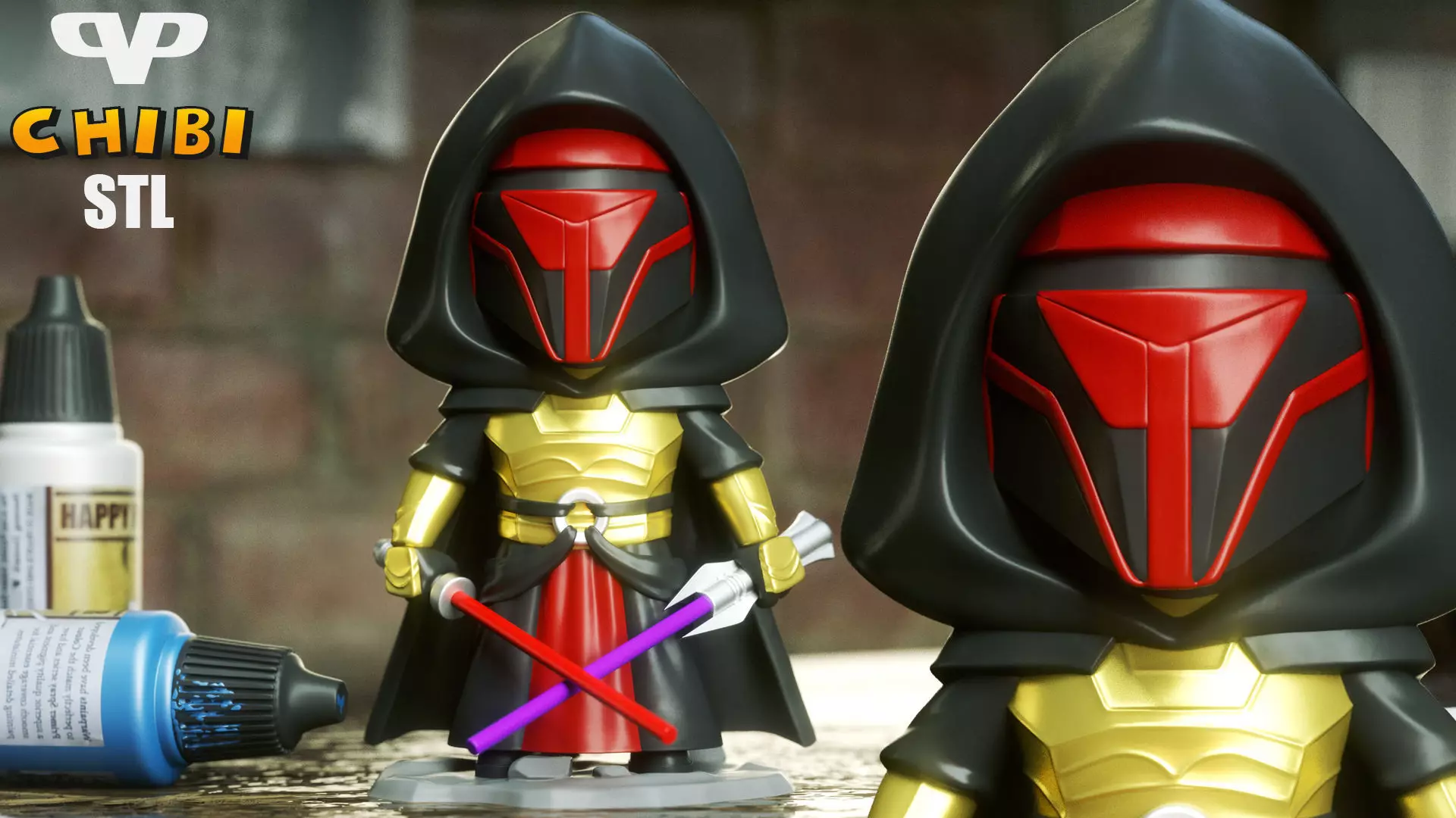 Darth Revan Chibi STL for 3D Printing ChibiSTL 3DXM 3D print model