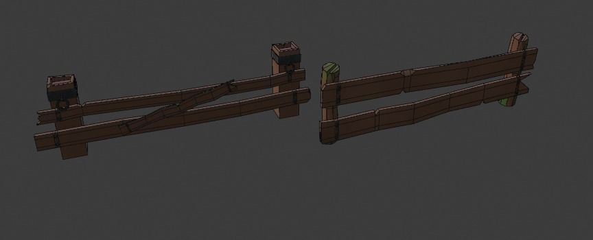 Low Poly Cartoon Trees Grass Plants Fence Barrel Low-poly Free low-poly 3D model_6