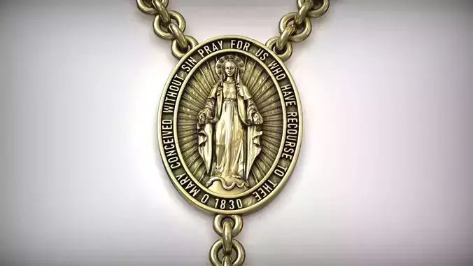 Virgin Mary Rosary Holy Necklace  3D print model