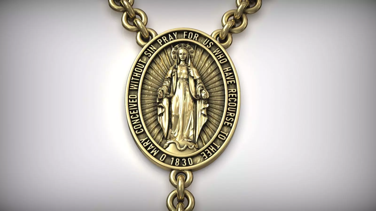 Virgin Mary Rosary Holy Necklace 3D print model
