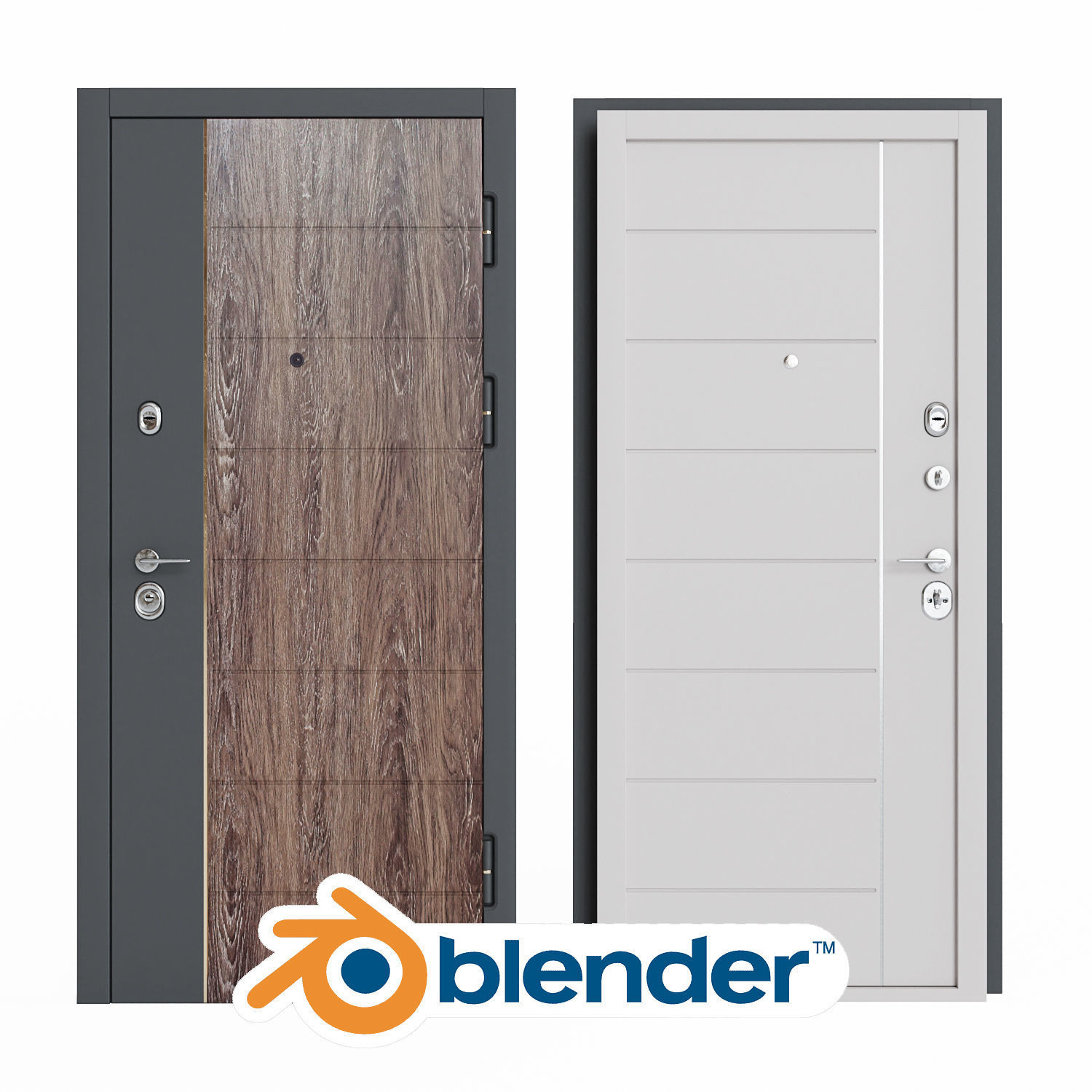 Modern front door 2 3D model_7
