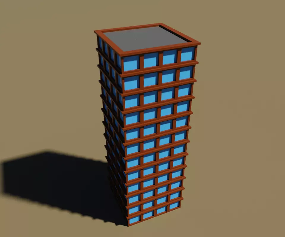 voxel city building 3D model_0