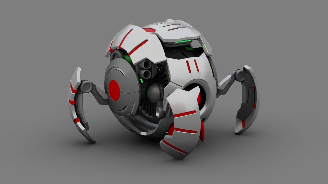 Ball Droid rigged- animated character 3D model_19