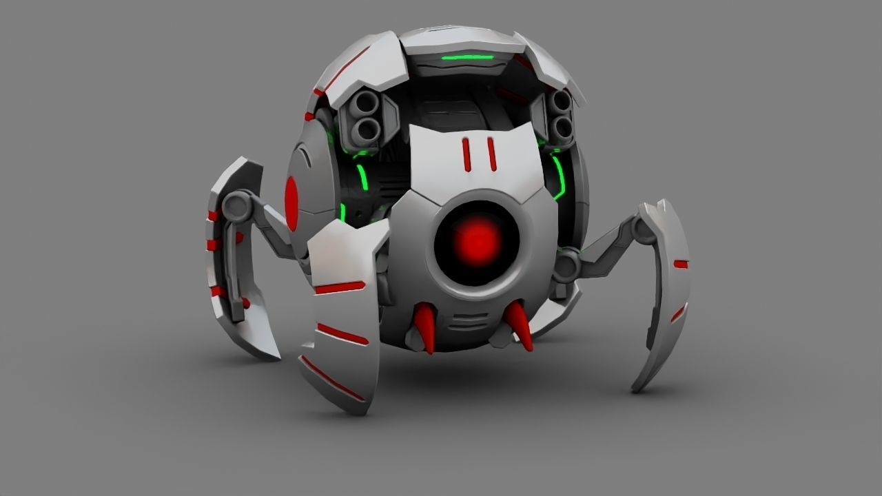 Ball Droid rigged- animated character 3D model_1