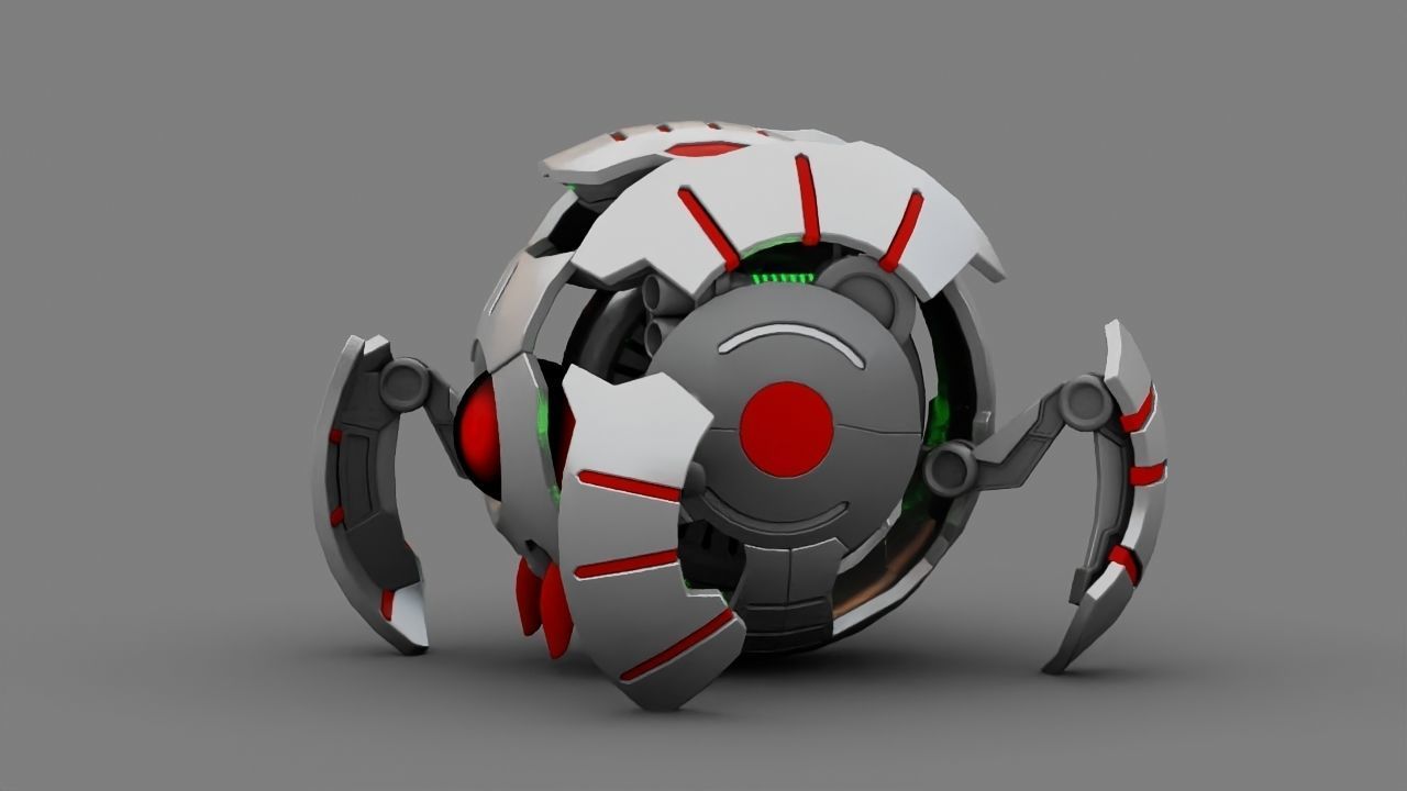 Ball Droid rigged- animated character 3D model_11