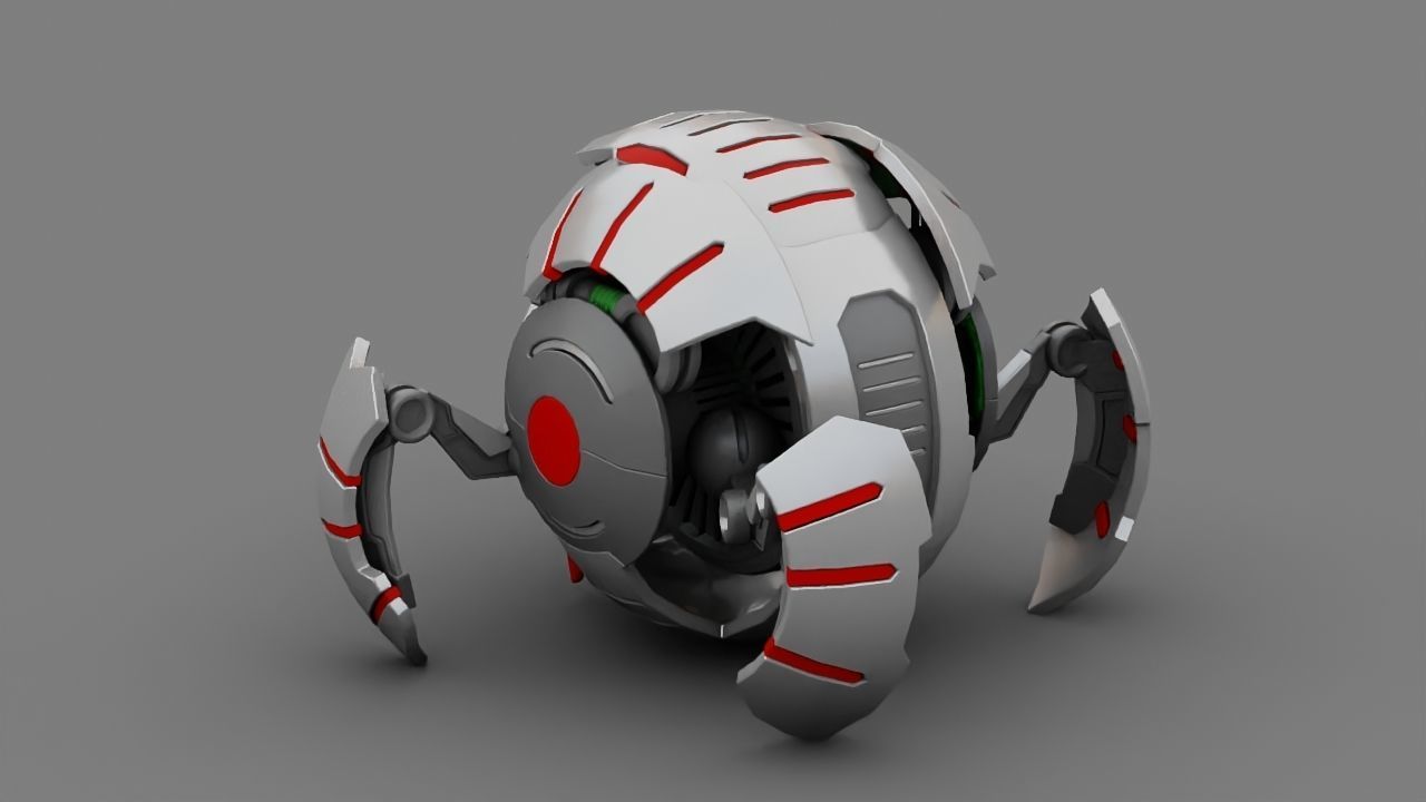 Ball Droid rigged- animated character 3D model_14