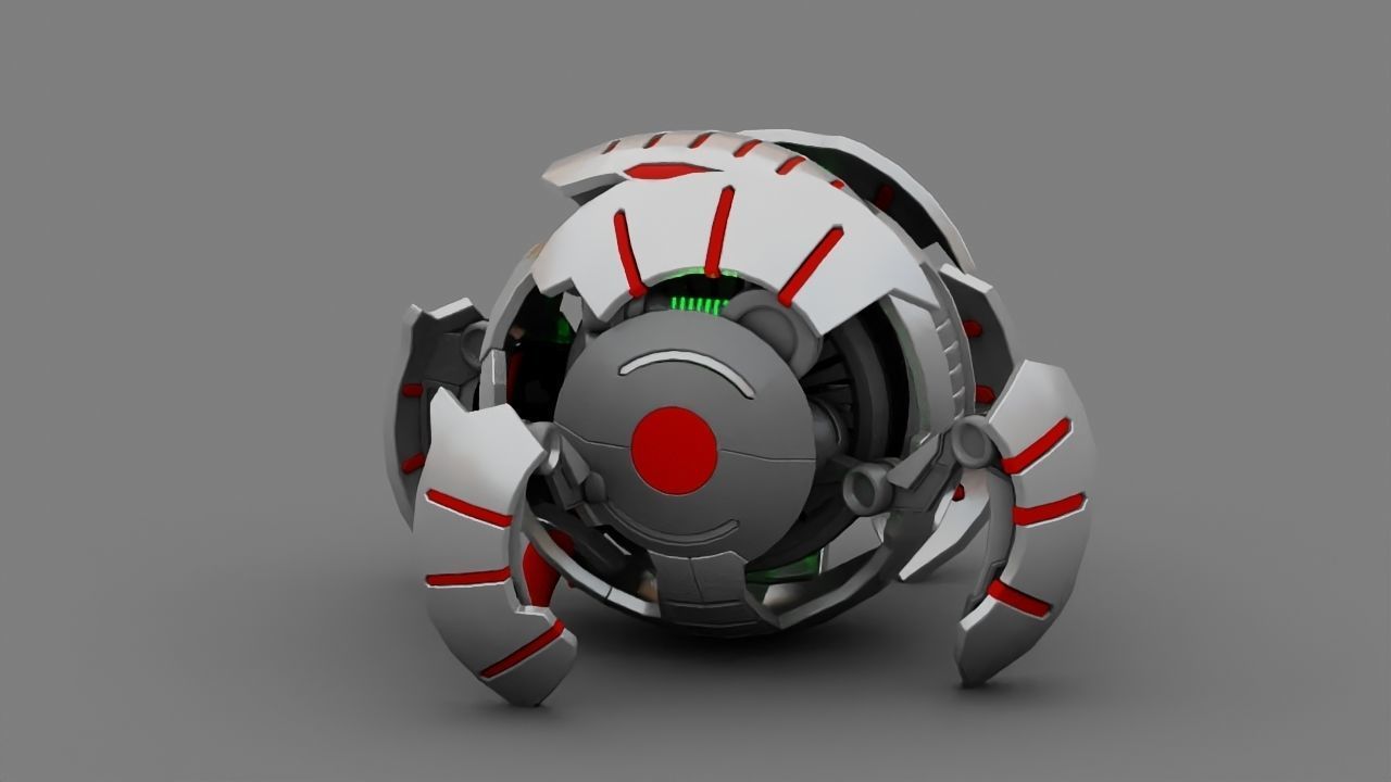 Ball Droid rigged- animated character 3D model_13