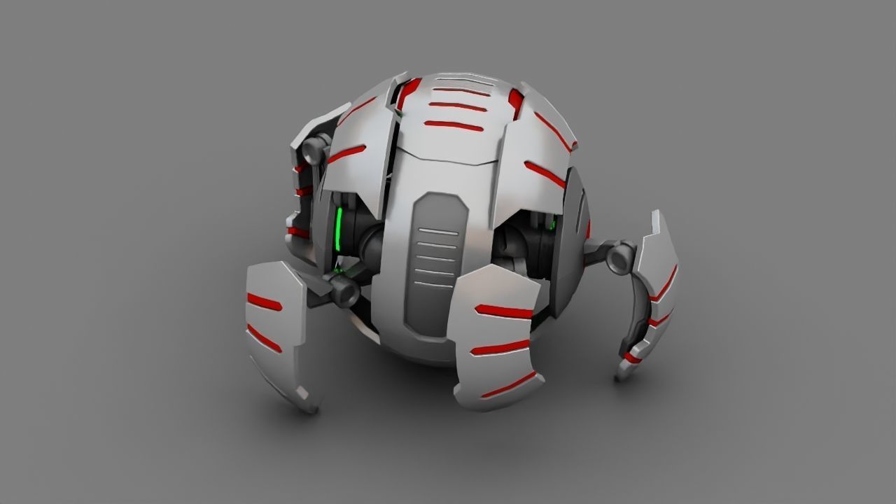 Ball Droid rigged- animated character 3D model_9