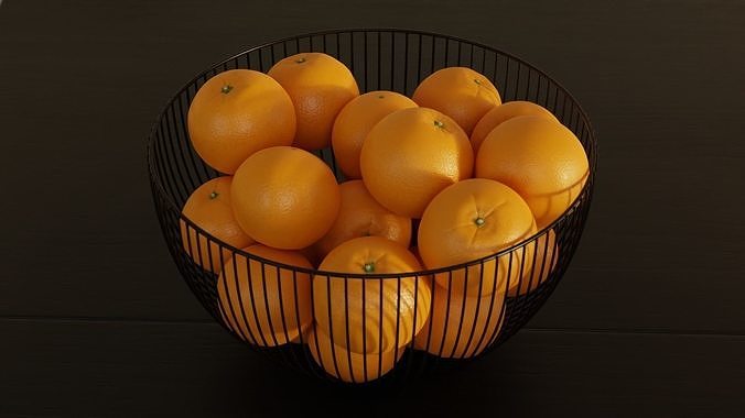 Fruit bowl with Oranges 3D model 5