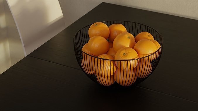 Fruit bowl with Oranges 3D model 3