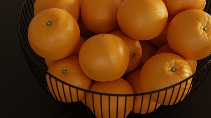 Fruit bowl with Oranges 3D model 7