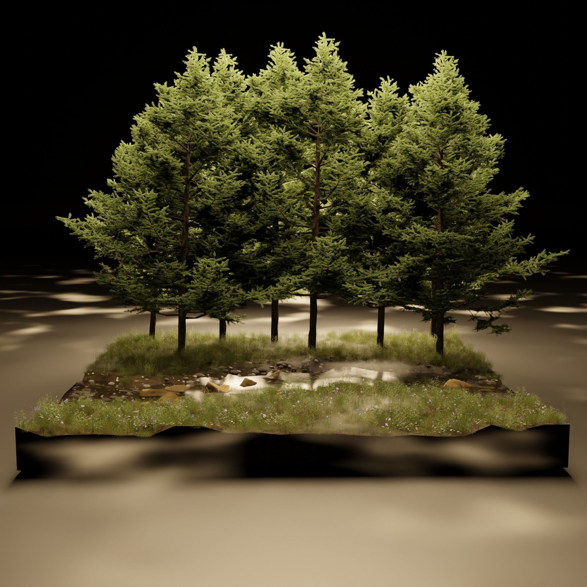 Foggy Forest Scene 3D model_2