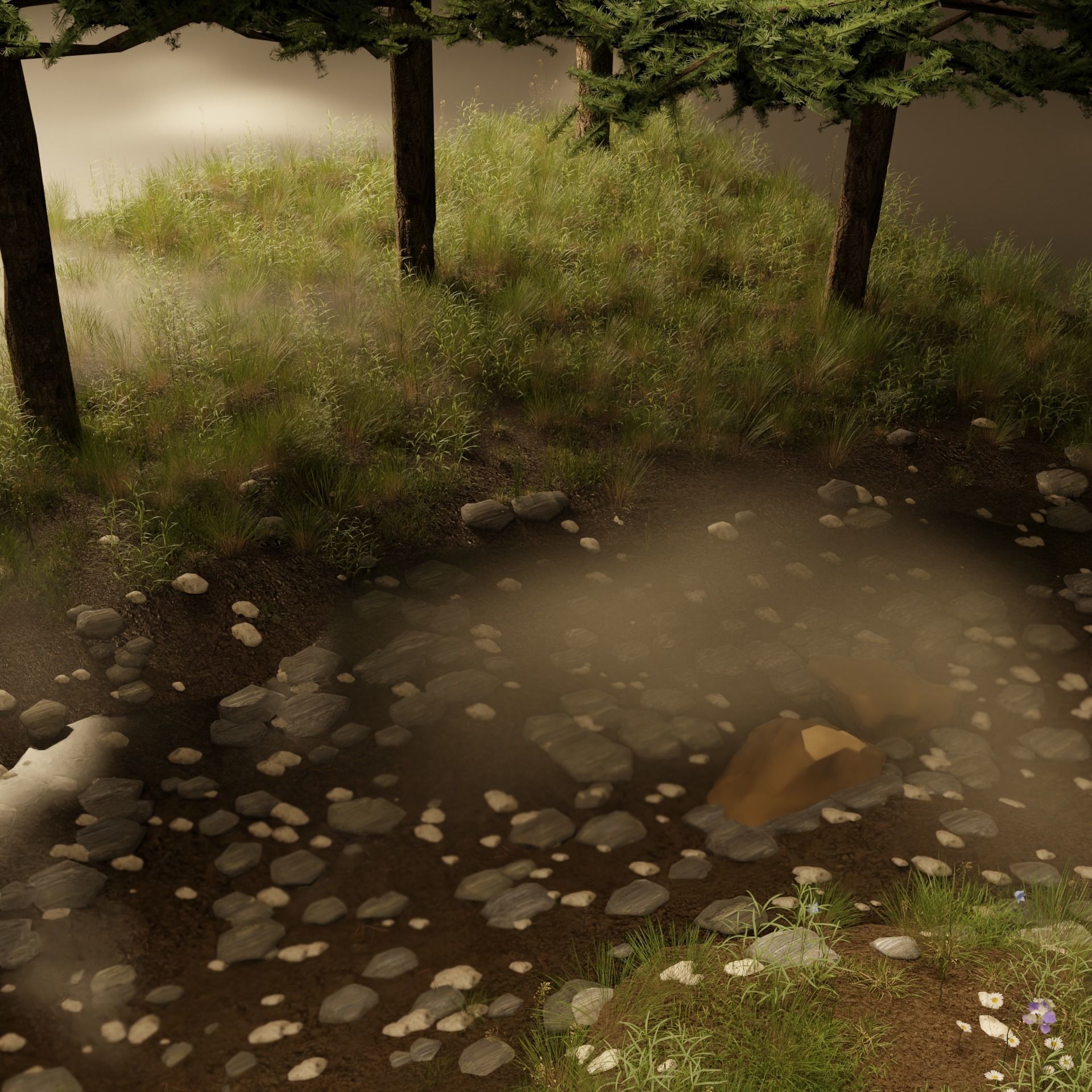 Foggy Forest Scene 3D model_5