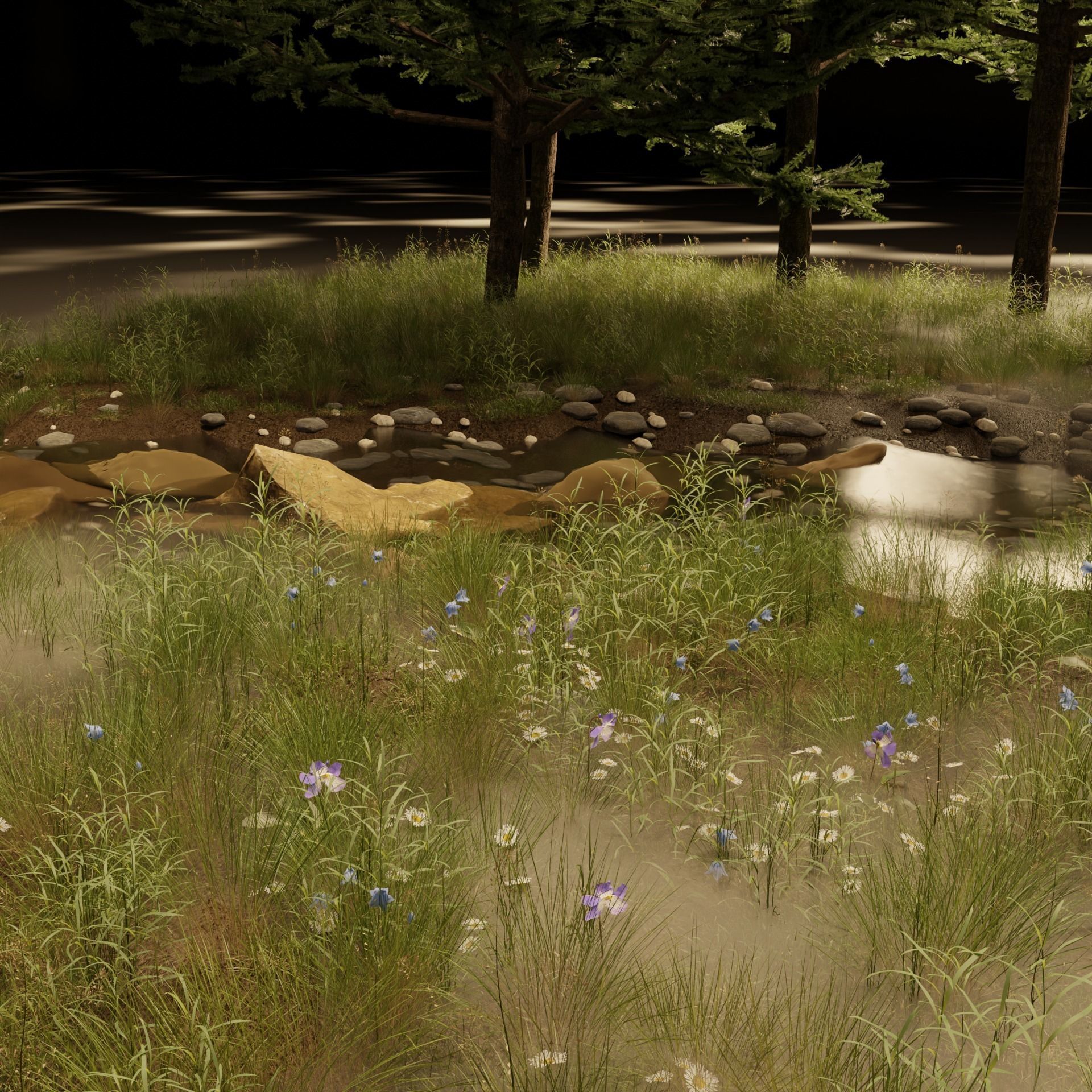 Foggy Forest Scene 3D model_1