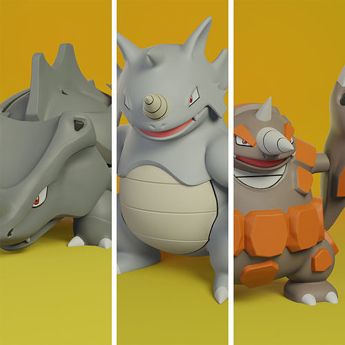 pokemon rhyhorn evolution 3D print model