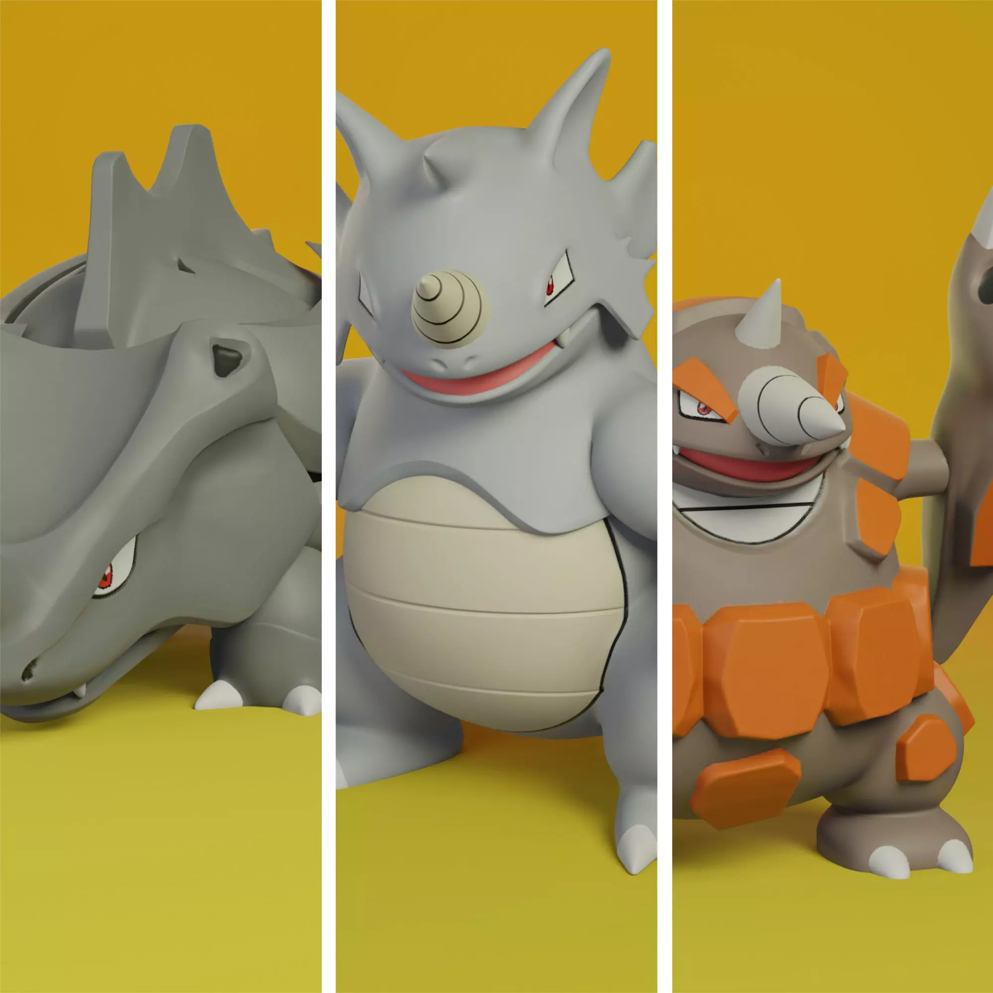 pokemon rhyhorn evolution 3D print model_0