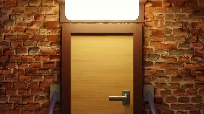 Natural Front Door with Steps and Rails Free low-poly 3D model