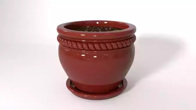 Flower Pot With Saucer and Soil