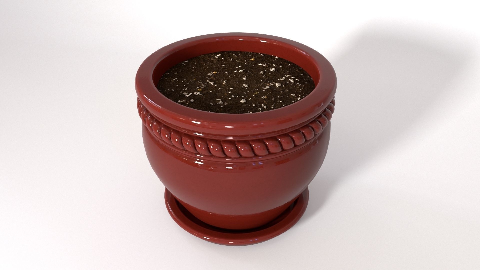 Flower Pot With Saucer and Soil 3D model_3