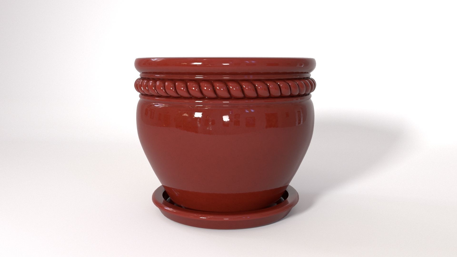 Flower Pot With Saucer and Soil 3D model_2