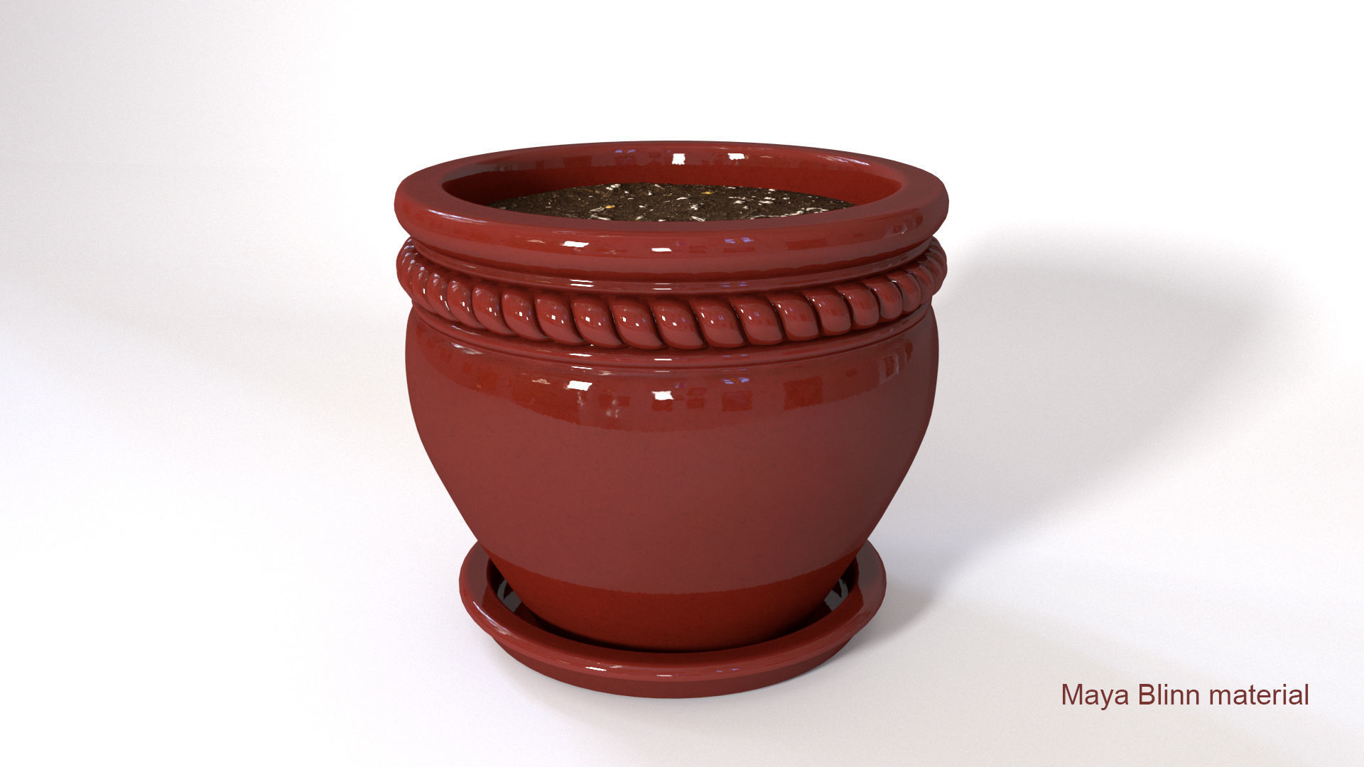Flower Pot With Saucer and Soil 3D model_8