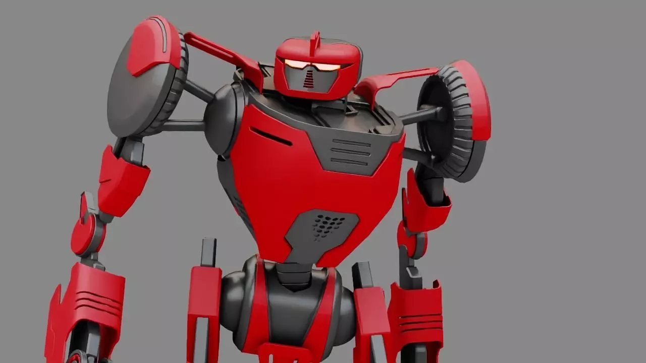 Combat Android rigged- animated character 3D model
