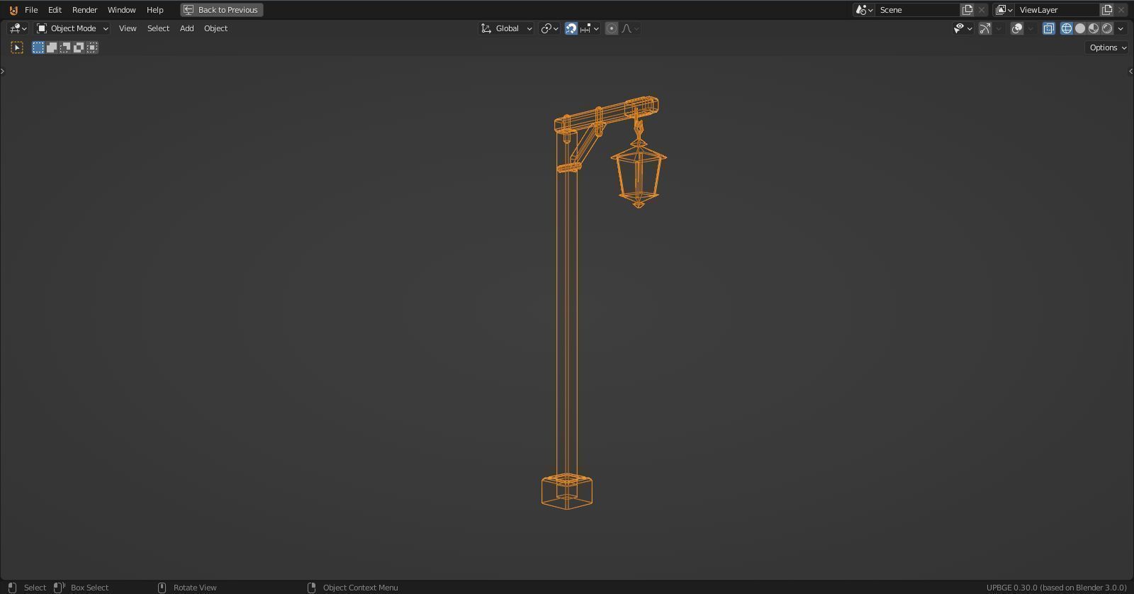 Basic Lamp Post - 1 Sided -  3D model_7