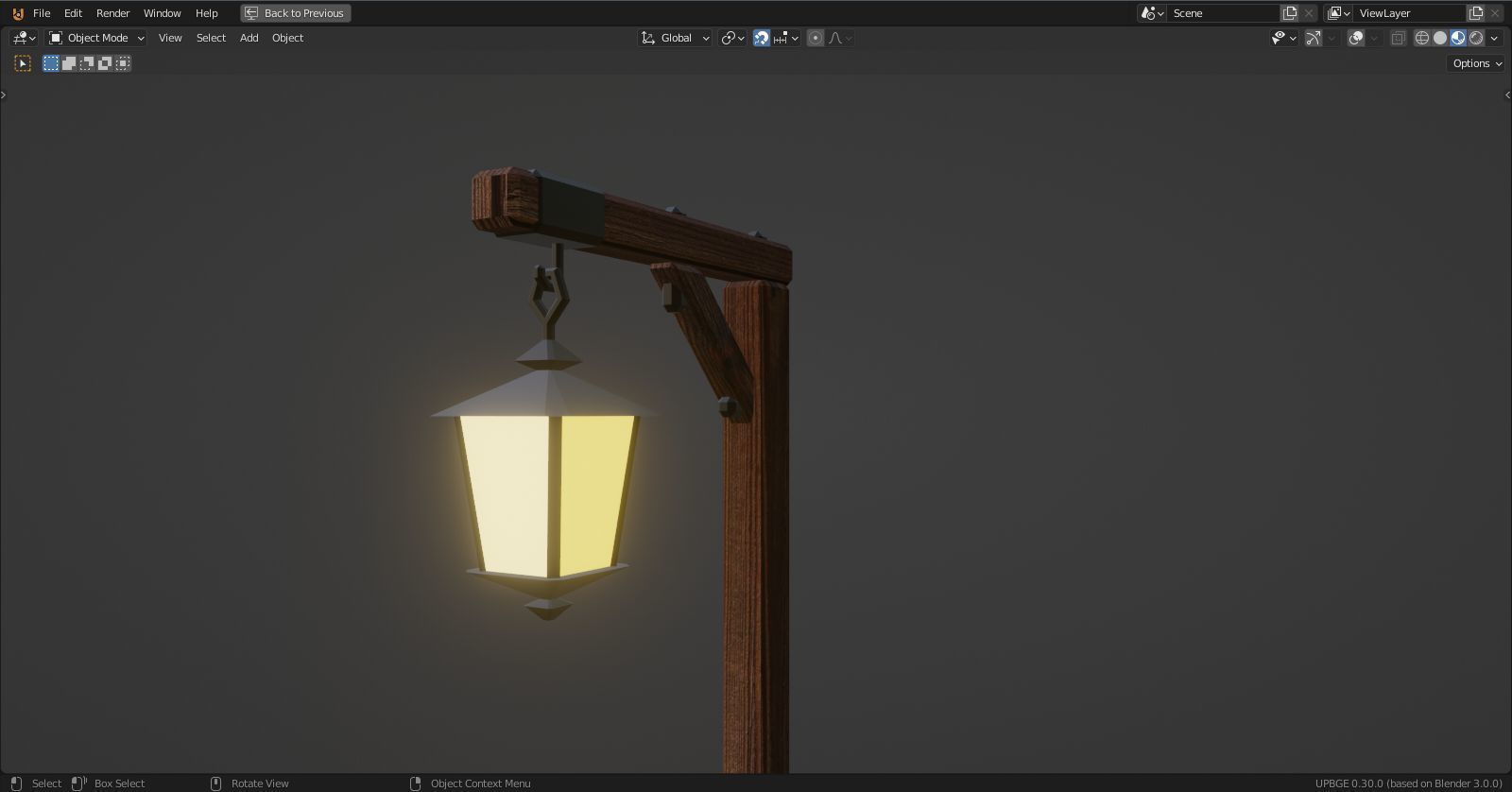 Basic Lamp Post - 1 Sided -  3D model_3