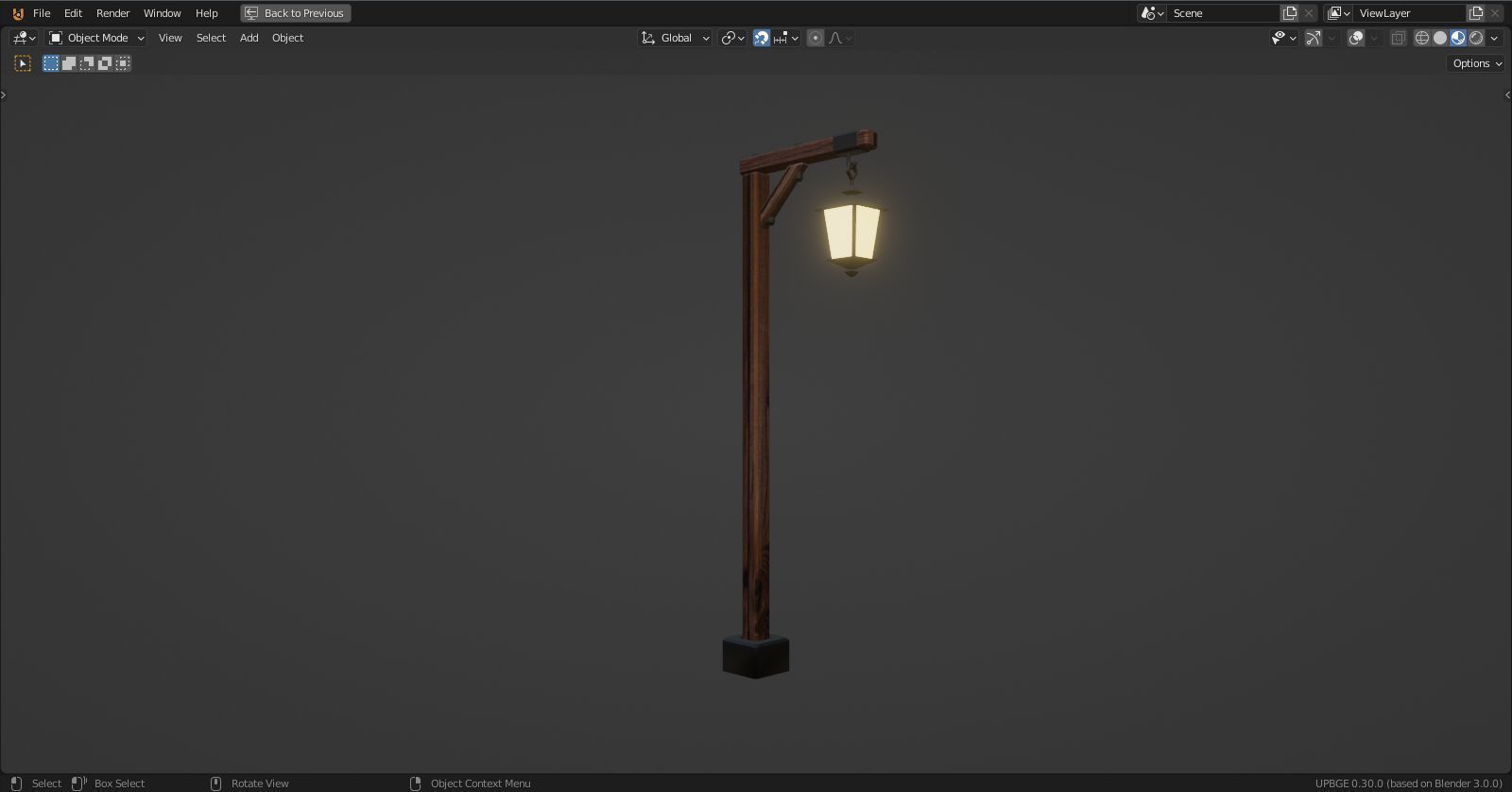 Basic Lamp Post - 1 Sided -  3D model_2