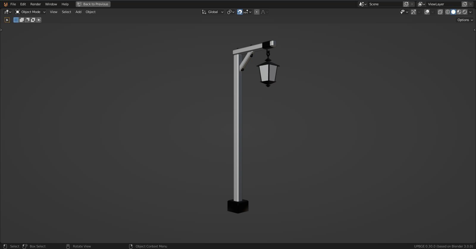 Basic Lamp Post - 1 Sided -  3D model_6