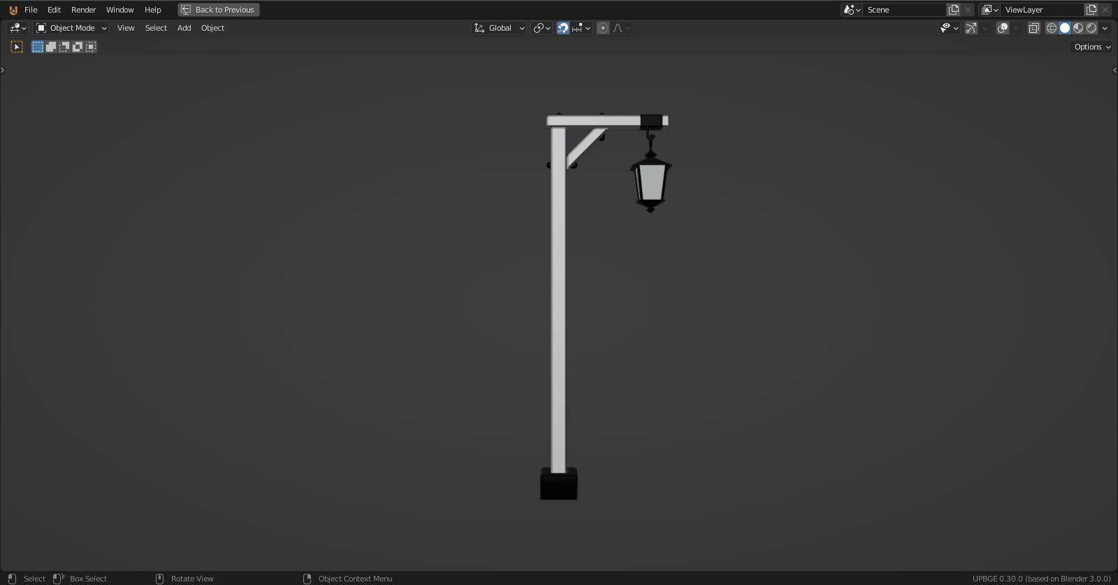 Basic Lamp Post - 1 Sided -  3D model_4