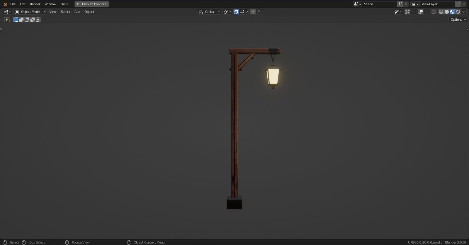 Basic Lamp Post - 1 Sided -  3D model_1