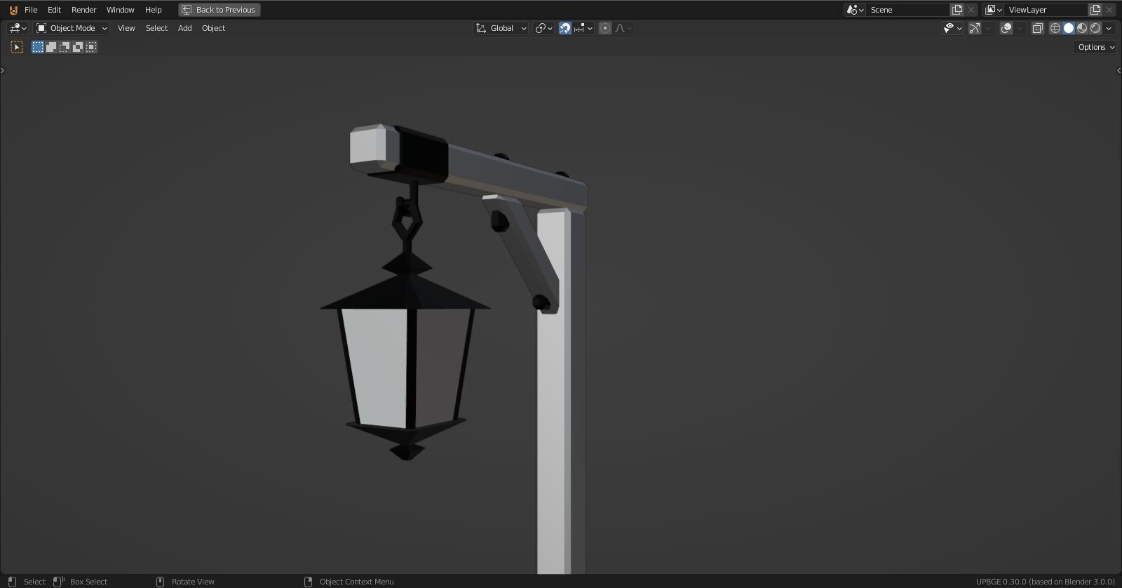 Basic Lamp Post - 1 Sided -  3D model_8