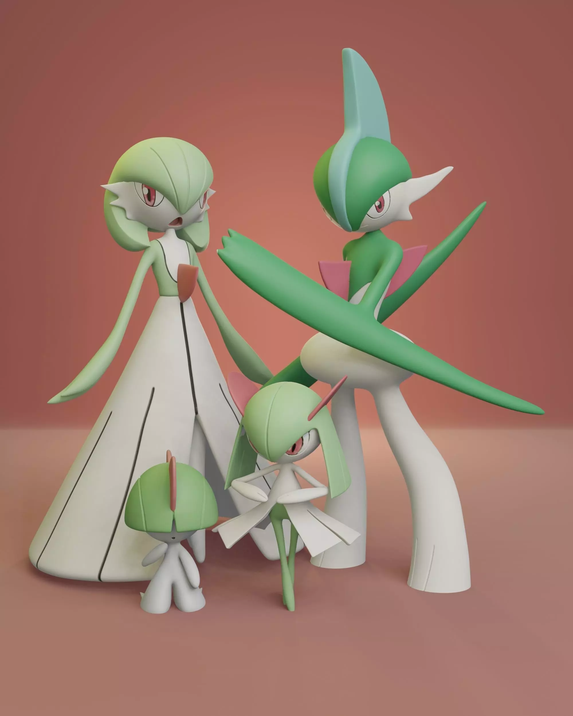 Pokemon - Ralts Kirlia Gardevoir and Gallade 3D print model_0