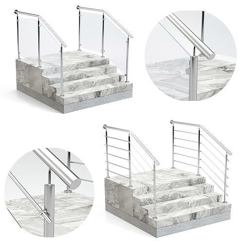 Stairs with railing 3D model