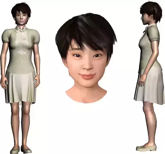 Japanese woman 004 with blendshape unity ready