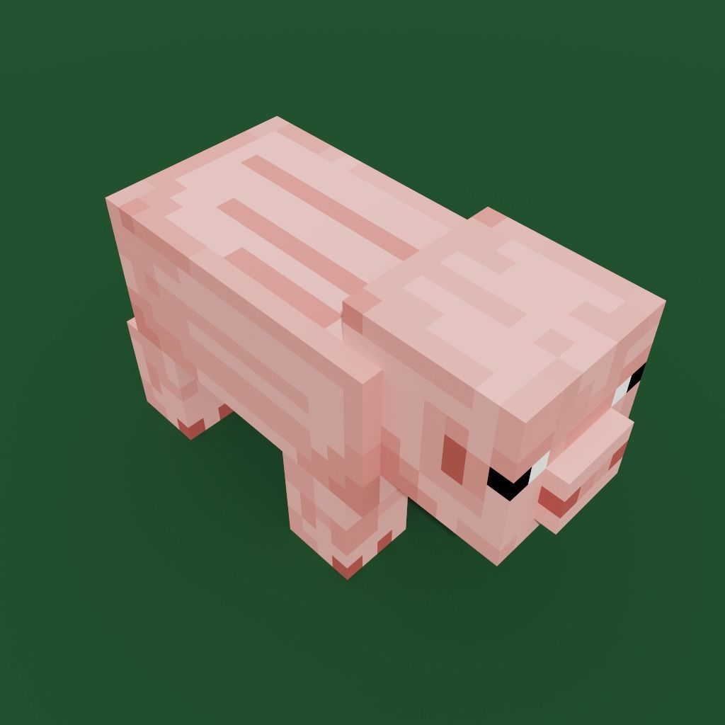 MineCraft pig  model Low-poly 3D model_11