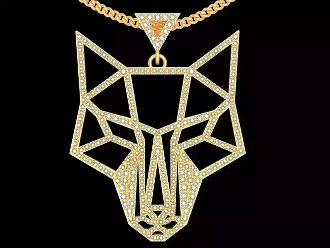 Wolf pendant  gold printable jewelry 3D model 3D print model